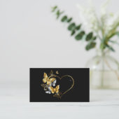 Hart met gouden vlinders contactkaartje (Staand voorkant)