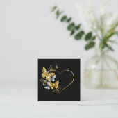 Hart met gouden vlinders contactkaartje (Staand voorkant)