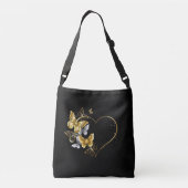 Hart met gouden vlinders crossbody tas (Achterkant)