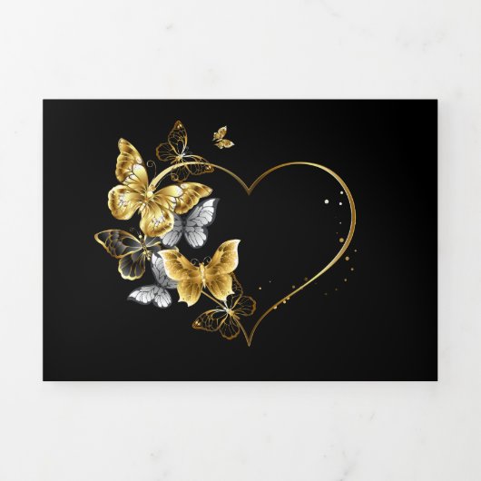Hart met gouden vlinders drieluik kaart (Cover)