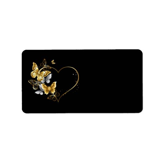 Hart met gouden vlinders etiket (Voorkant)