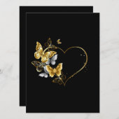 Hart met gouden vlinders feestdagenkaart (Voorkant / Achterkant)