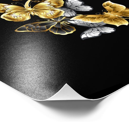 Hart met gouden vlinders foto afdruk (Hoek)