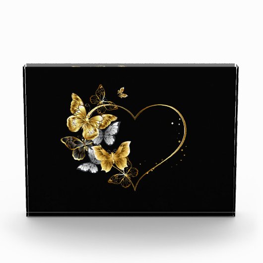 Hart met gouden vlinders fotoblokken (Voorkant)