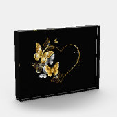 Hart met gouden vlinders fotoblokken (Links)