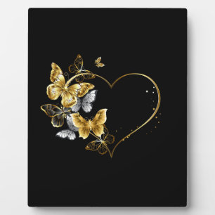 Hart met gouden vlinders fotoplaat