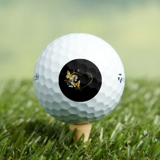 Hart met gouden vlinders golfballen (Insitu Shirt)