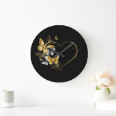 Hart met gouden vlinders grote klok (Huis)
