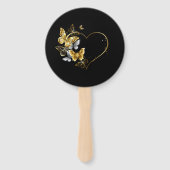 Hart met gouden vlinders handwaaier (Achterkant)