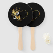 Hart met gouden vlinders handwaaier (Voorkant en achterkant)