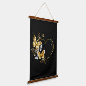 Hart met gouden vlinders hangend wandkleed (Gebogen)