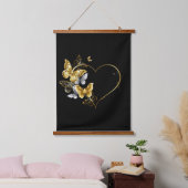 Hart met gouden vlinders hangend wandkleed (Slaapkamer)