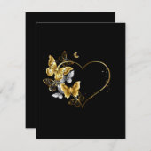 Hart met gouden vlinders informatiekaartje (Voorkant / Achterkant)