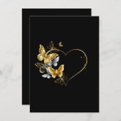 Hart met gouden vlinders informatiekaartje (Voorkant / Achterkant)