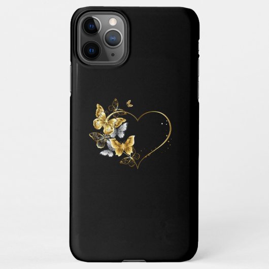 Hart met gouden vlinders iPhone hoesje (Achterkant)