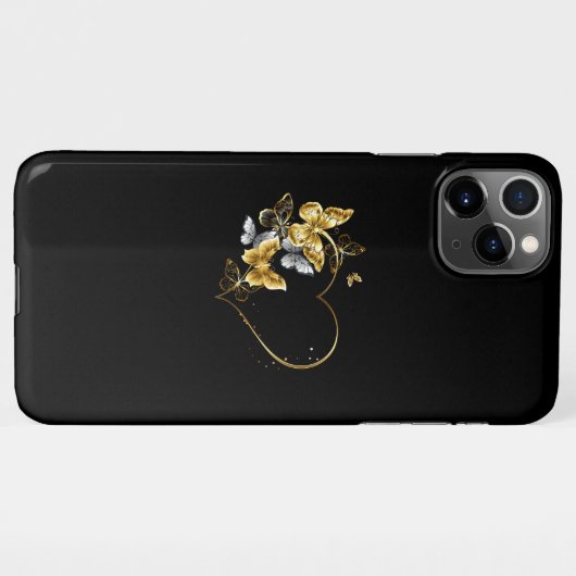 Hart met gouden vlinders iPhone hoesje (Achterkant horizontaal)