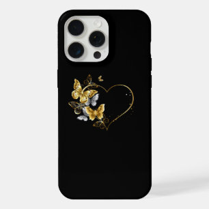 Hart met gouden vlinders iPhone 15 pro max case