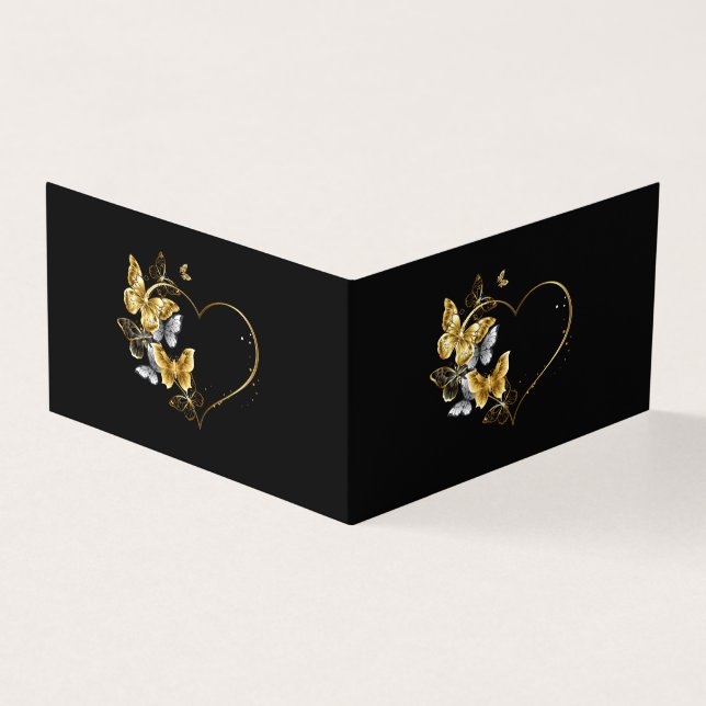 Hart met gouden vlinders kaart (Buitenkant)