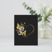 Hart met gouden vlinders kaart (Staand voorkant)