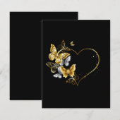 Hart met gouden vlinders kaart (Voorkant / Achterkant)