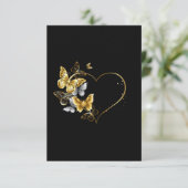 Hart met gouden vlinders kaart (Staand voorkant)