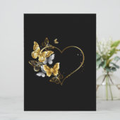 Hart met gouden vlinders kaart (Staand voorkant)