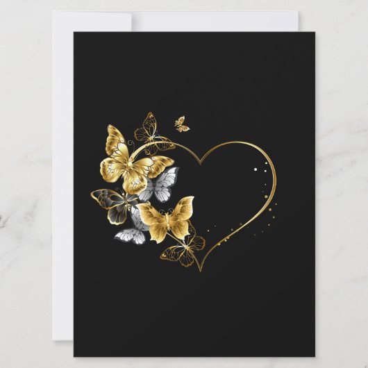 Hart met gouden vlinders kaart (Voorkant)