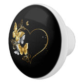 Hart met gouden vlinders keramische knop (Rechts)