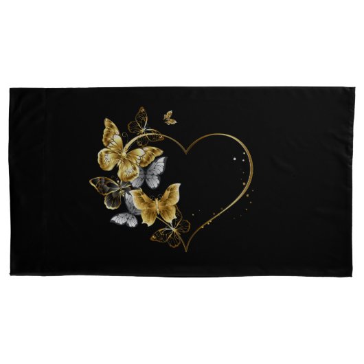 Hart met gouden vlinders kussensloop (Voorkant)