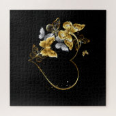 Hart met gouden vlinders legpuzzel (Horizontaal)