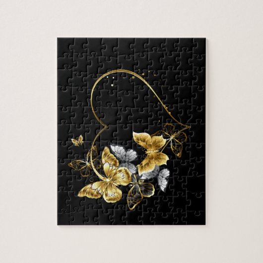 Hart met gouden vlinders legpuzzel (Verticaal)