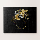 Hart met gouden vlinders legpuzzel (Horizontaal)