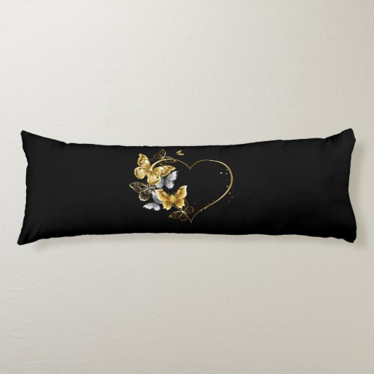 Hart met gouden vlinders lichaamskussen (Voorkant)