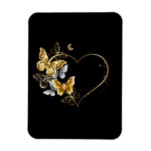 Hart met gouden vlinders magneet