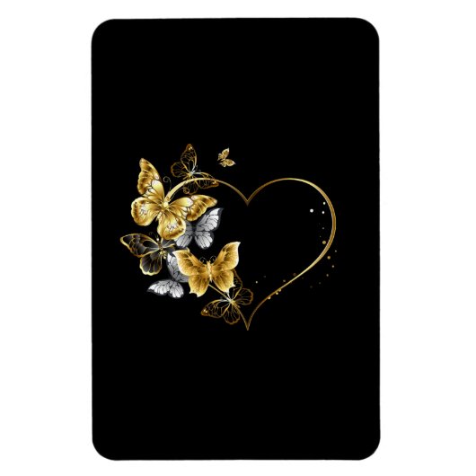 Hart met gouden vlinders magneet (Verticaal)