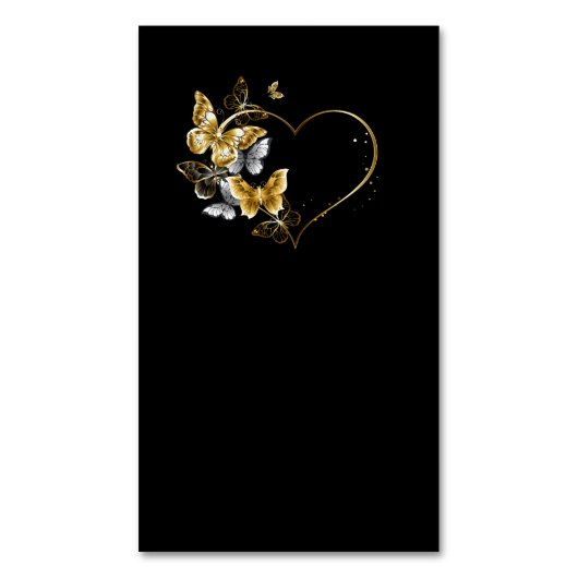 Hart met gouden vlinders magnetisch visitekaartje (Voorkant Verticaal)
