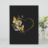 Hart met gouden vlinders menu (Staand voorkant)