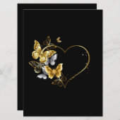 Hart met gouden vlinders menu (Voorkant / Achterkant)