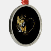 Hart met gouden vlinders metalen ornament (Rechts)