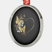 Hart met gouden vlinders metalen ornament (Links)