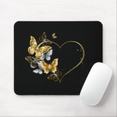 Hart met gouden vlinders muismat (Met muis)
