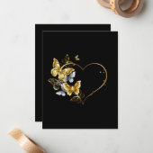 Hart met gouden vlinders notitiekaartje (Voorkant / Achterkant in situ)