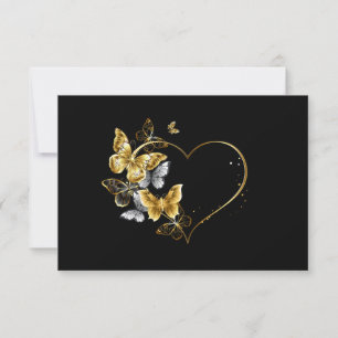 Hart met gouden vlinders notitiekaartje