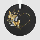 Hart met gouden vlinders ornament (achterkant)