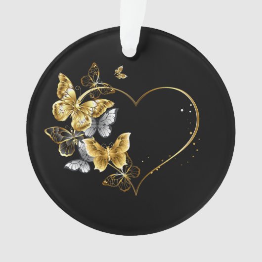 Hart met gouden vlinders ornament (voorkant)