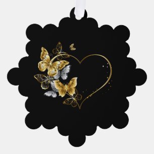 Hart met gouden vlinders ornament kaart
