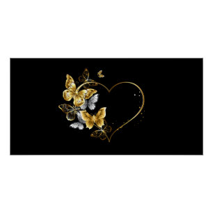 Hart met gouden vlinders perfect poster