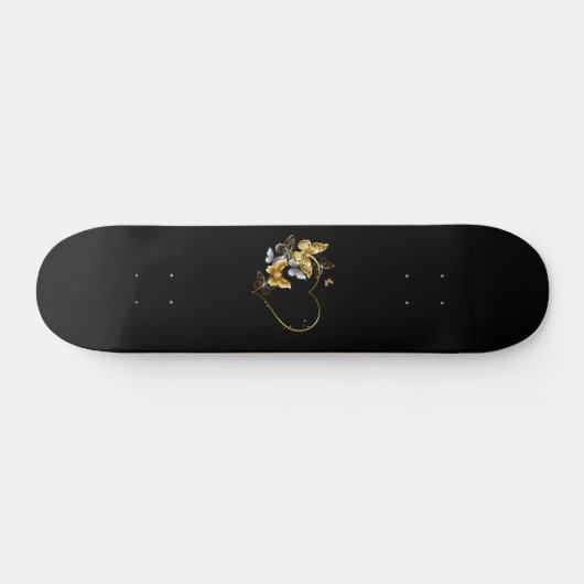 Hart met gouden vlinders persoonlijk skateboard (Horizontaal)
