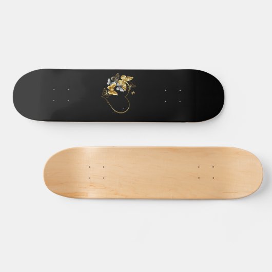 Hart met gouden vlinders persoonlijk skateboard (Horizontaal)