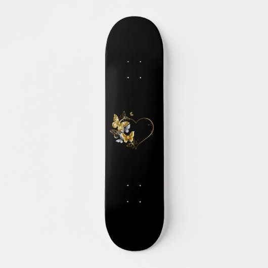 Hart met gouden vlinders persoonlijk skateboard (Voorkant)